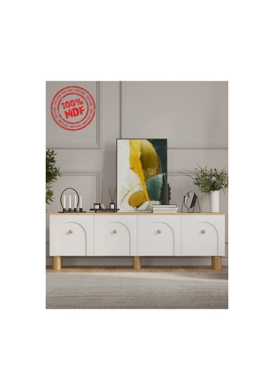 Tamamı Mdf Luna Tv Ünitesi 180 Cm Safir Meşe Kahverengi