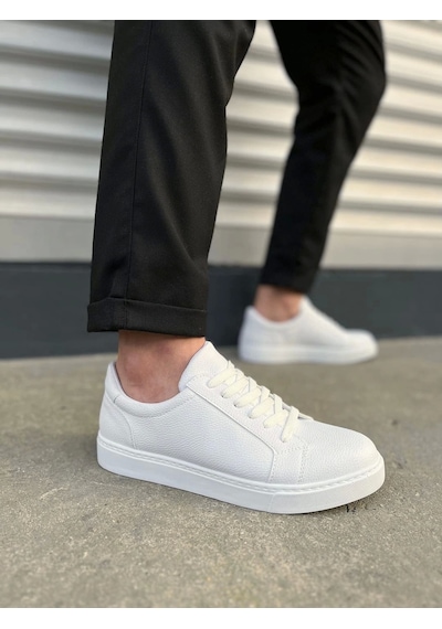 Jy165 Elite Bağcıklı Cilt Erkek Günlük Sneaker Ayakkabı Cbt - Beyaz Beyaz