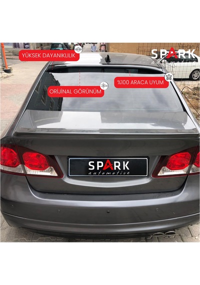 Honda Civic 2006-2012 Yıl Aralığı Uyumlu Arka Cam Üstü Spoyler İnce Model Siyah