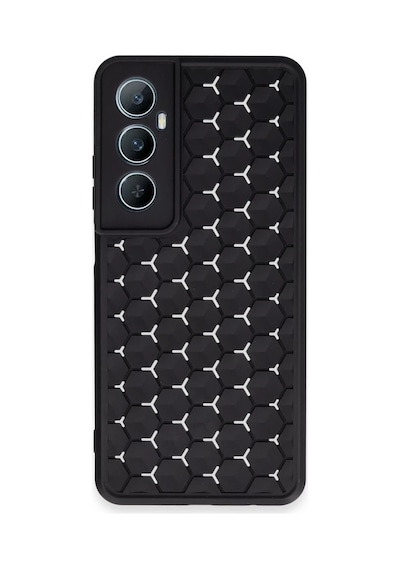 Realme C65 Uyumlu Kılıf Petek Silikon Kapak - Siyah