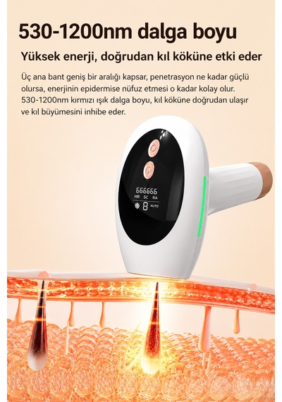 Exenar - Beyaz - Ipl Buz Lazer Epilasyon Aleti Tüy Alma Cihazı 9 Kademeli 999.999 Atım Otomatik Ve Manuel