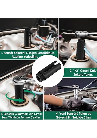 Dorf 1/2 Oksijen Sensör Seti Havalı 22mm Lambda Sensör Sökme Uzunluk 91mm