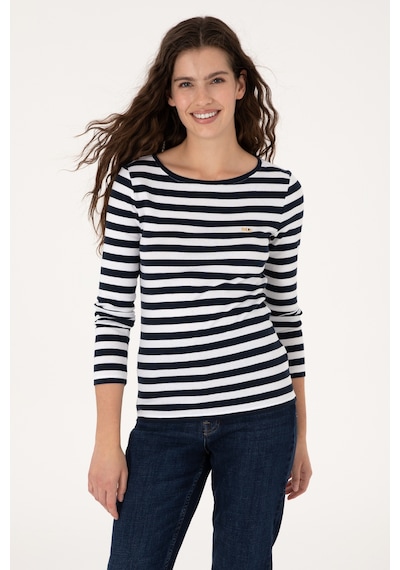 U.S. Polo Assn. Kadın Lacivert Çizgili Bisiklet Yaka Sweatshırt 50314203-VR033