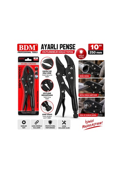 Siyah 10 Inc 250 Mm Komple Metal Kilitli - Ayarlı Pense Bx40 1