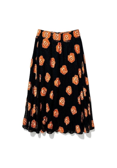 Eren Style Şifon Beli Lastikli Etek 95 Cm - 38-50 Oranj