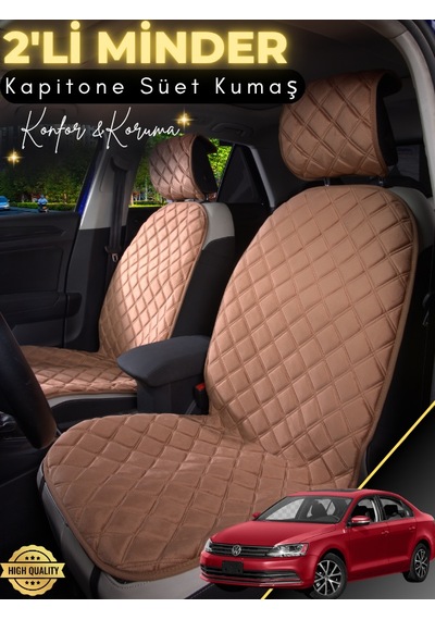 Volkswagen Jetta Uyumlu 2'li Süet Oto Koltuk Minderi Terletmez Universal Oto Aksesuar A5 Kahverengi