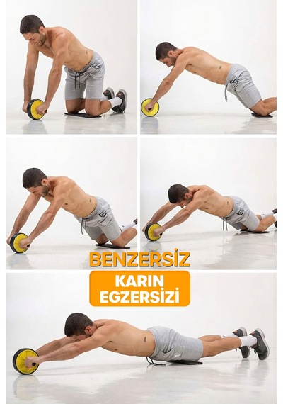 Fitness Karın Egzersiz Aleti Ab Roller 2x Tekerlekli Mekik Ev Spor İncelme Kas Yapma Aleti S309