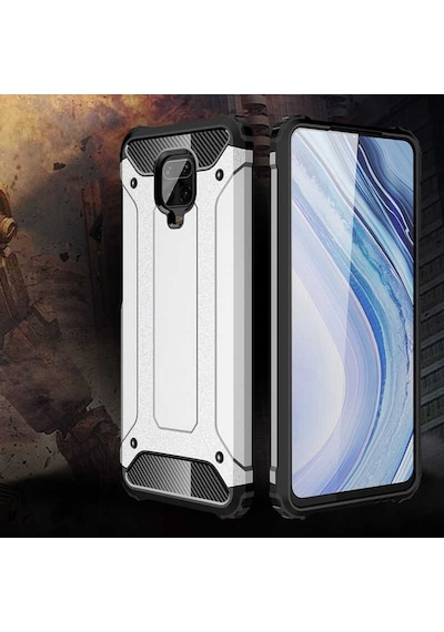 Noktaks - Xiaomi Uyumlu Xiaomi Redmi Note 9 Pro - Kılıf Çift Katman Zırh Tank Crash Military Kapak - Gold