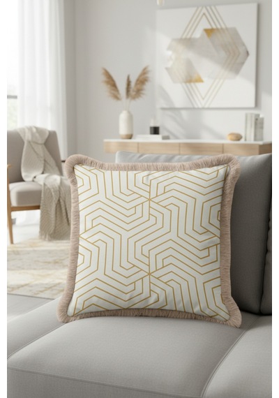 Geometrik Modern Lüks Saçaklı Yastık Kılıfı - Şık Art Deco Bej Krem Püsküllü Kırlent Kılıfı Kanyon Saks Mavisi Geometrik Modern Lüks Saçaklı Yastık Kılıfı - Şık Art Deco Bej Krem Püsküllü Kırlent Kılıfı Kanyon Saks Mavisi