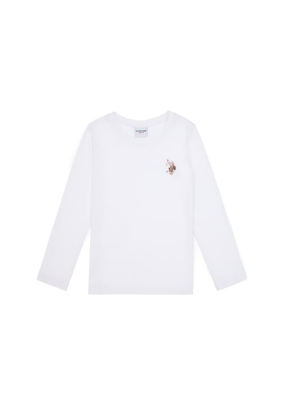 U.S. Polo Assn. Kız Çocuk Beyaz Bisiklet Yaka Basic Sweatshirt 50317915-VR013