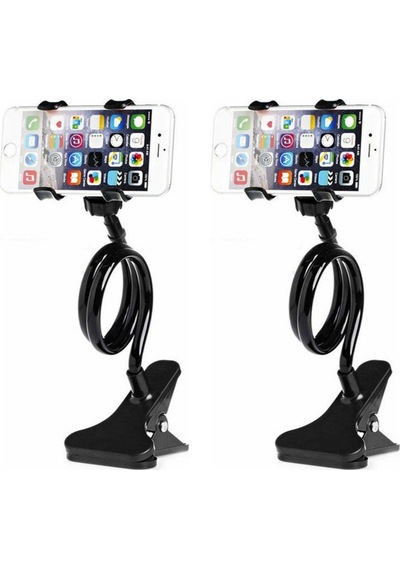 3b Trend 2 Adet Akrobat Telefon Tutucu Siyah Spiral Gövdeli Esnek Telefon Stand Video İzleme Aparatı