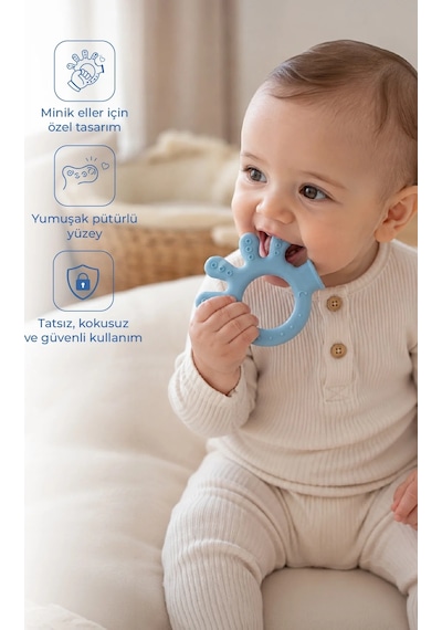 Babyjem Yumuşak Diş Kaşıyıcı Ahtapot Mavi