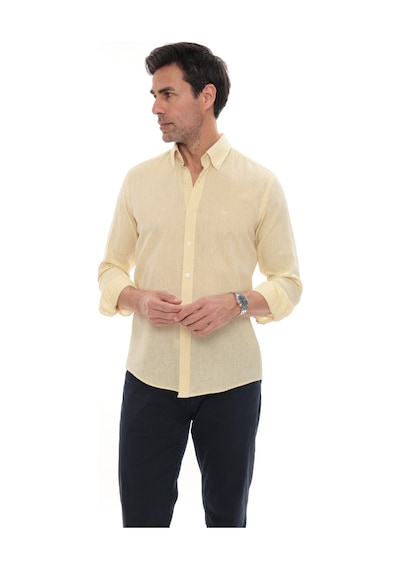 Slim Fit Uzun Kol Yaka Düğmeli Nefes Alan Keten Hediye Kutulu Erkek Gömlek Fs-004548 - Sarı-3232 Slim Fit Uzun Kol Yaka Düğmeli Nefes Alan Keten Hediye Kutulu Erkek Gömlek Fs-004548 - Sarı-3232