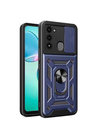 Zore Tecno Spark 8c Kılıf Magnetik Standlı Kamera Korumalı Ogaa Sürgülü Vega Kapak - Siyah
