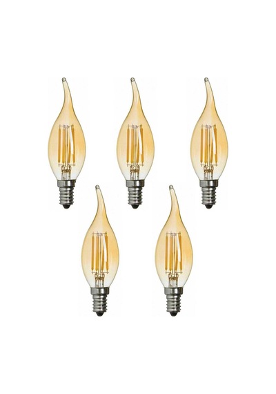 Rustik Kıvrık Ta3 4w E14 Amber Led Ampul 300lm 5 Li Paket