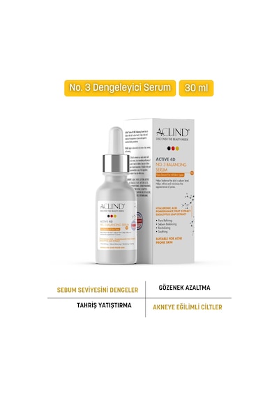Aclind Active 4d No:3 Gözenek Sıkılaştırıcı Ve Sebum Dengeleyici Serum - Akneye Eğilimli Ciltler 30