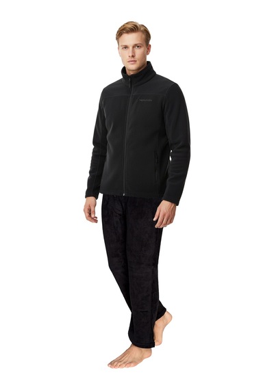 Thermoform Erkek Tam Fermuar Kışlık Alt Üst Polar Eşofman Takımı Siyah Çok Renkli