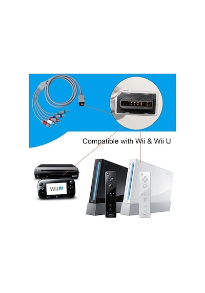 Wii U Multi Out 5rca 480p Hd Ses Video Kablosu 6 Ayaklar İçin Wii İçin Bileşen Kablosu