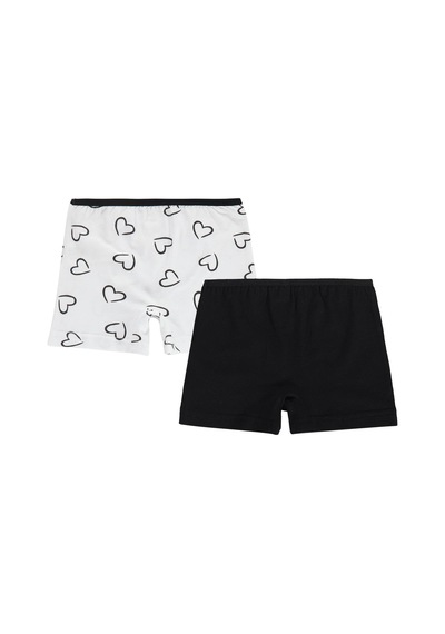 Civil Girls Civil Kız Çocuk Kalp Desenli Kız Çocuk 2'li Boxer Likralı Süprem Okul Kreş Ve Günlük Kullanım Çok Renkli