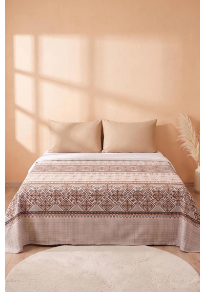 Vizon Etnik Desenli Çift Kişilik Baskılı Pike & Yatak Örtüsü 200x230 Cm Diğer