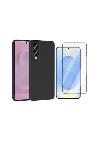 Vendas Galaxy Uyumlu S25 Edge  Kılıf Vendas Mara Lansman Kapak + Cam Ekran Koruyucu Siyah
