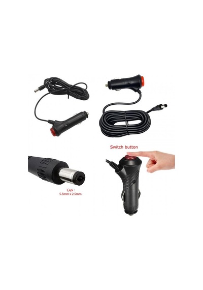12/24v 5a Araç Şarj Adaptörü Gps Süpürge İçin 5.5mm 2.5 Mm Jak Uçlu Adaptör