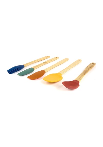 Mien 5'li Silikon Spatula Seti - Renkli - 21 Cm şeffaf