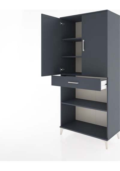 Hyperion Dolap 4 Raflı Tek Çekmeceli 2 Kapaklı 88x44x195 Antr... Antrasit