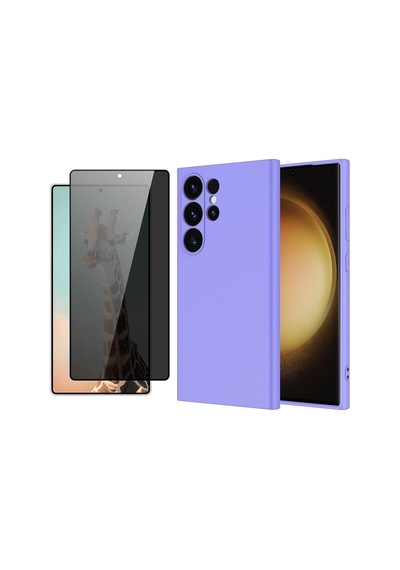 Vendas Galaxy S25 Ultra Uyumlu Kılıf Zore Mara Lansman Kapak + Hayalet Cam Ekran Koruyucu Lila