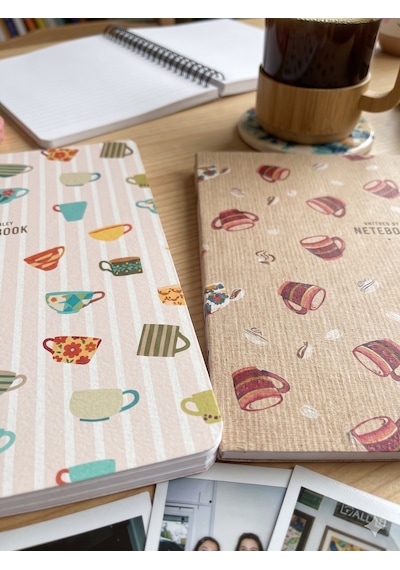 2'li Kahve Temalı Defter Seti - 16,5x22,5 Cm - 80 Sayfa Çizgili - Çizilmez Esnek Kapak Çok Renkli