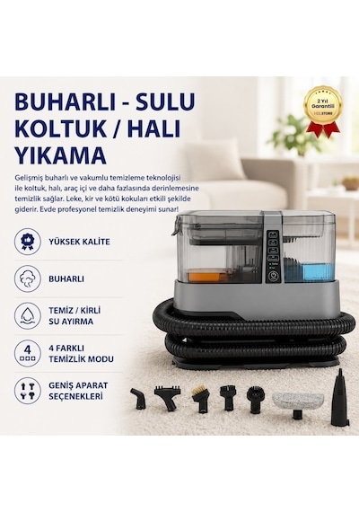 4 Modlu Çok Amaçlı Buharlı Koltuk Ve Halı Yıkama Makinesi, Vakumlu Leke Çıkarıcı Temizlik Robotu-1535