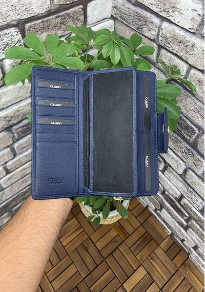 Guard Mat Lacivert Fermuarlı ve Hakiki Deri Patlı El Portföyü Lacivert