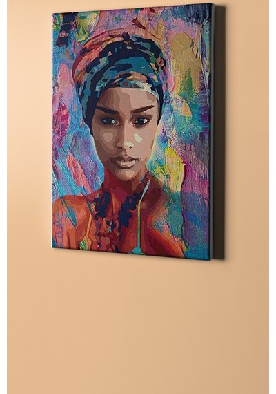 Webstyle Afrikalı Güzel 6 Sayılarla Boyama Seti Kasnaklı 50x65