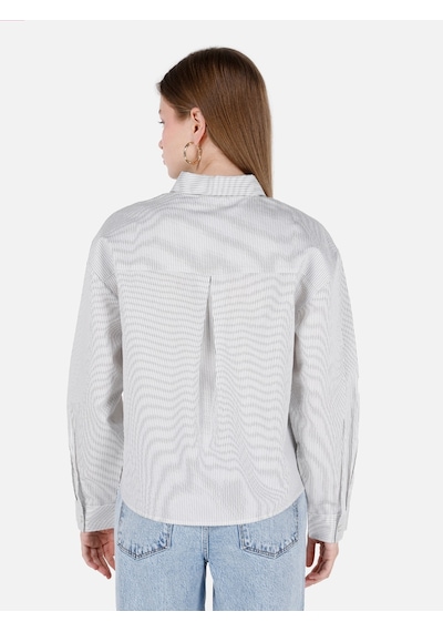 Colin's Colins Normal Kesim Shirt Yaka Çizgili Beyaz Kadın Uzun Kol Gömlek Cl1068914 Q1.v1 Ofw Beyaz