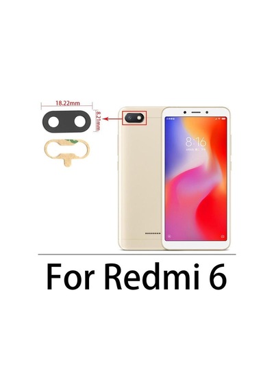 Tkgz Xiaomi Uyumlu Redmi 6 Arka Kamera Camı Lens Yapışkanlı