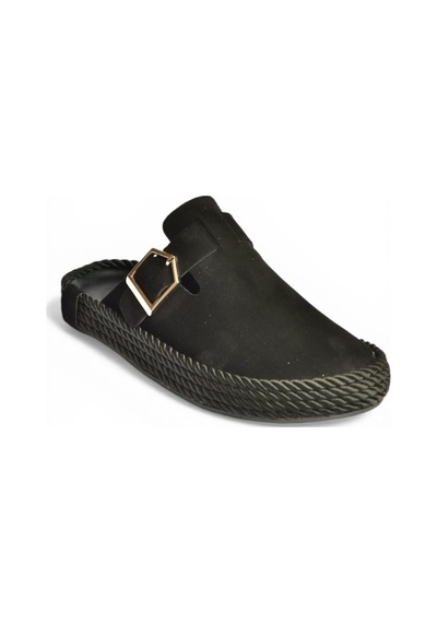 Fox Shoes Y596148402 Siyah Süet Önü Kapalı Sapo Terlik
