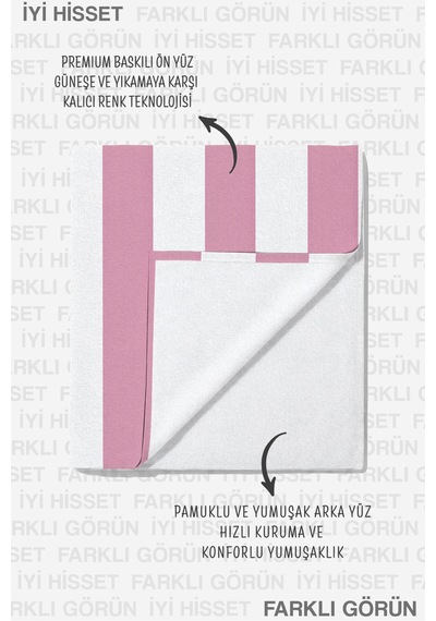 Pembe Çizgili Ciao Yazılı Plaj Havlusu - Modern Marine Stil Havuz Deniz Banyo Sahil Örtüsü Çok Renkli