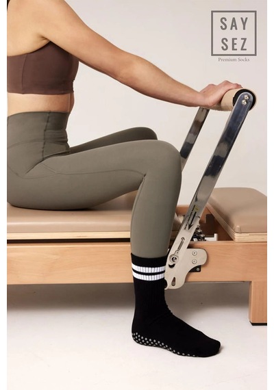 Saysez Bambu Kadın Kaydırmaz Taban Silikon Baskı Pilates Yoga Fitness Bale Dans Aktivite Tenis Çorabı 3'lü Lacivert