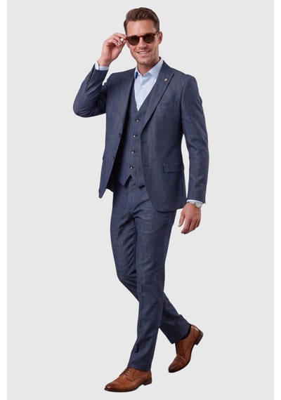Deepsea Koyu Lacivert 3 Parça Slim Fit Yelekli Erkek Takım Elbise Çift Yırtmaçlı Modern Kesim 2601631 Deepsea Koyu Lacivert 3 Parça Slim Fit Yelekli Erkek Takım Elbise Çift Yırtmaçlı Modern Kesim 2601631
