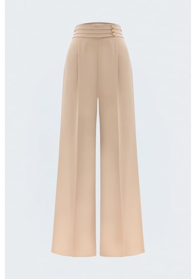Sateen Bel Detaylı Pantolon - Koyu Bej-137809