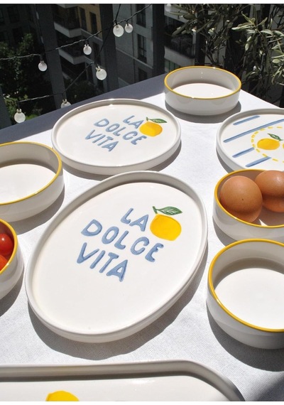15 Parça Seramik Kahvaltı Takımı 6 Kişilik Limon Desenli Kahvaltı Seti -lime Çok Renkli