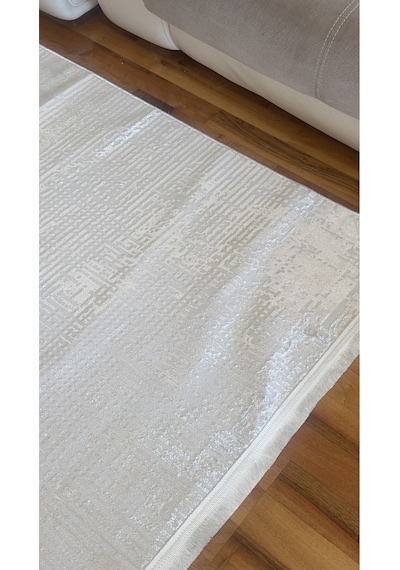 Elvey Home Krem-saten İnce Sık Dokuma Parlak Yüzey Kaymaz Taban Salon Koridor Halısı Kdfelvmakhal Krem
