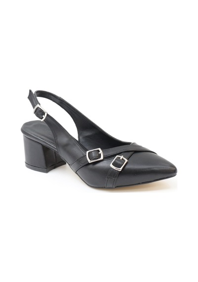 Nesilshoes Nesil Shoes Tam 183 Siyah Kalın Topuklu Kadın Sandalet