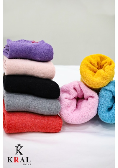 Kral Socks Kadın Çorap 5 Çift Renkli Termal Havlu Kışlık Çorap Isı Emici ASORTİ