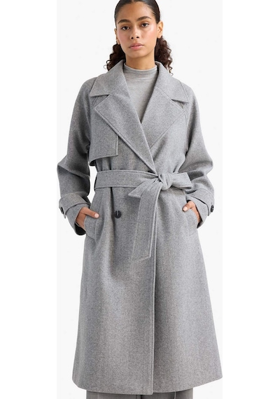 Defacto Regular Fit Düğmeli Kaşe Uzun Kaban F1213ax25wngr476 Gri-gr476
