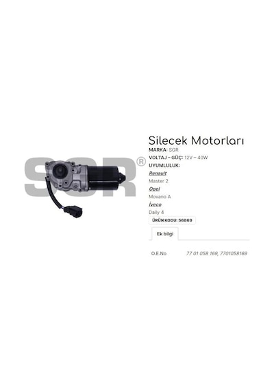 Silecek Motoru Master 2 - Opel Movano A - Iveco Daıly 4 7701058169 1