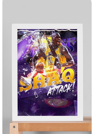 Shaquille O'neal Çerçeveli Tablo - Shaq Attack Nba Posteri Tablo
