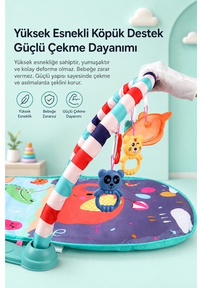 Minikyol Müzikli Keşif Halısı Piyanolu Aynalı Çıngıraklı Bebek Oyun Halısı Ve Müzikli Aktivite Merkezi 0-36 Ay Turuncu