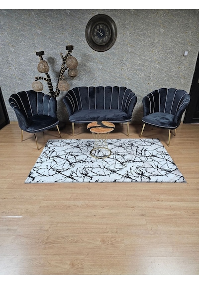 Zafir Papatya Çay Seti Koltuk Takımı Gold Sivriltme Ayak, Balkon, Salon, Ofis, Cafe Koltuk Takımı Füme