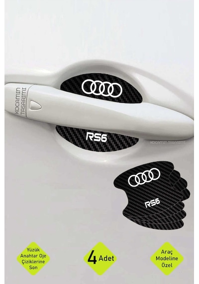 Audi Rs6 Modeline Uygun Karbon Çizik Önleyici Kapı İçi Koruma Ve Şıklık Takımı Rs6 Yazılı 4 Adet